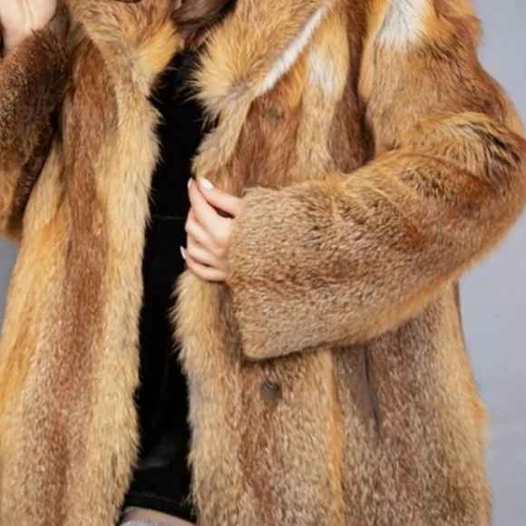 LUXURY REAL RED FOX COAT FUR JACKET W/ HOOD, SZ M - Picture 6 of 16